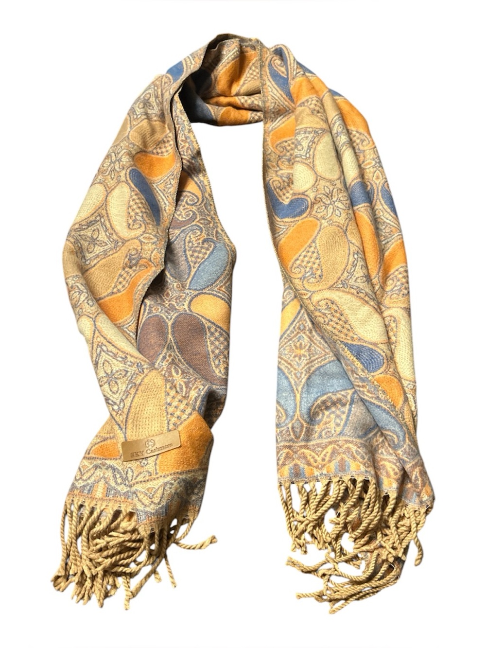 Cashmere Paisley Scarf Multicolor Turkish Istanbul Fringe Oversized